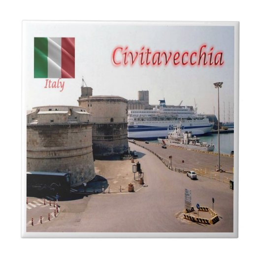LZO014 CIVITAVECCHIA, Forte Michelangelo，ポート， タイル (正面)