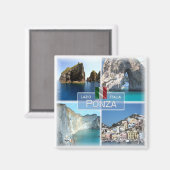 LZO018 PONZA – モザイク – ラツィオ – イタリア – 冷蔵庫 マグネット (正面/裏面)