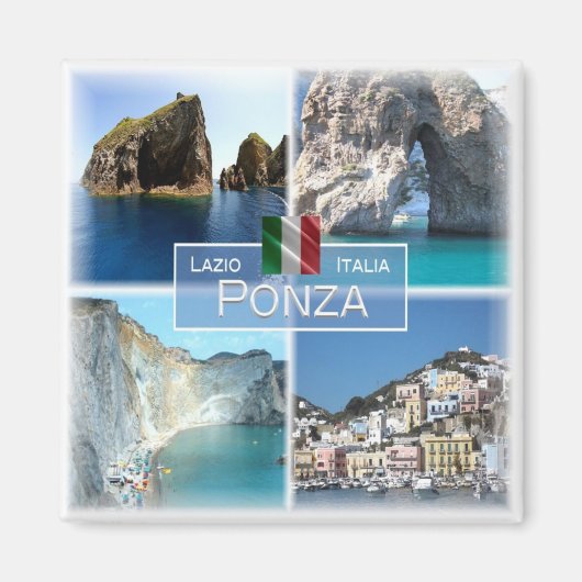 LZO018 PONZA – モザイク – ラツィオ – イタリア – 冷蔵庫 マグネット (正面)
