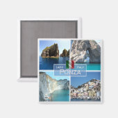 LZO019 PONZA，モザイク，ラツィオ，イタリア，冷蔵庫 マグネット (正面/裏面)