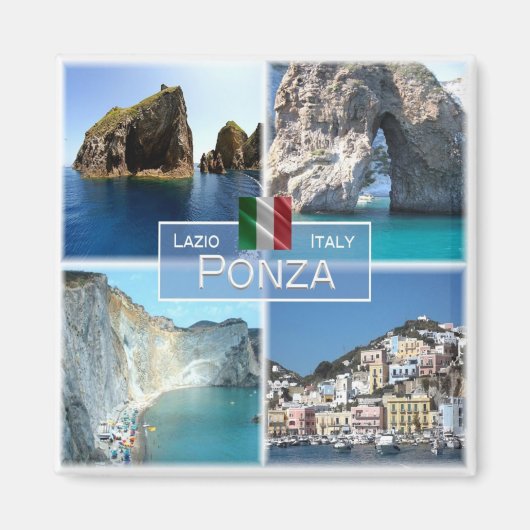 LZO019 PONZA，モザイク，ラツィオ，イタリア，冷蔵庫 マグネット (正面)
