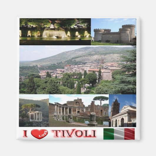 LZO037 TIVOLI I Love, Lazio,イタリア,冷蔵庫 マグネット (正面)