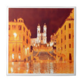 LZO051 PIAZZA DI SPAGNA，ローマby夜， タイル (正面)