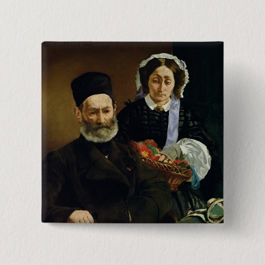 Mおよび夫人Auguste ManetのManet |のポートレート 缶バッジ (正面)