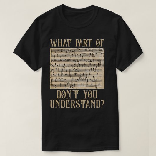 Mが理解できない音楽ノートの部分 Tシャツ (デザイン正面)