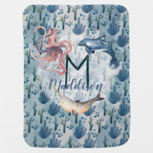 Mで始まる海の名前の下にベビーブランケット