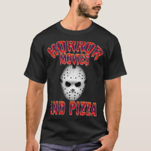 Mとのハローウィンパーティ用の角映画とピザ Tシャツ