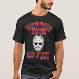Mとのハローウィンパーティ用の角映画とピザ Tシャツ
