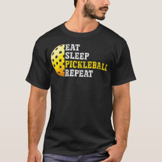 MのためのおかしいピックルボールTシャツ Eat Sleep Pickleball Repeat Tシャツ