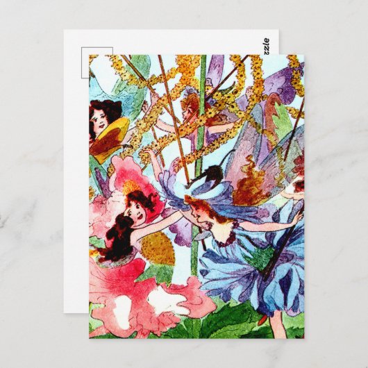 Mのまわりに T Rossの「メイポール」フェアリー・アート ポストカード (正面/裏面)