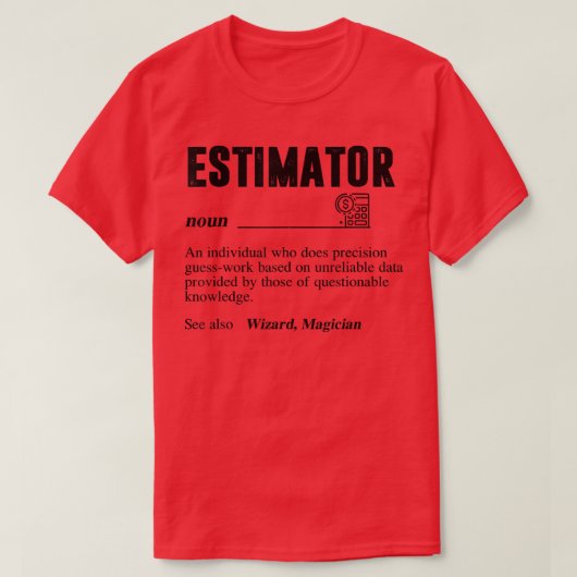 Mの見積もり定義おもしろい、引用文ジョブのタイトル Tシャツ (デザイン正面)