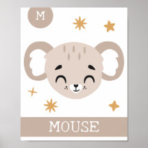Mはマウス、ナーサリー、ベッドルーム、子供の壁アート