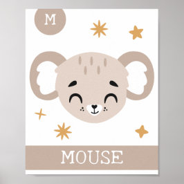 Mはマウス、ナーサリー、ベッドルーム、子供の壁アート ポスター