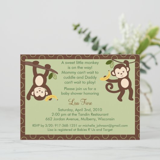 Mは猿のジャングルのベビーシャワー招待状のためです 招待状 (スタンド正面)