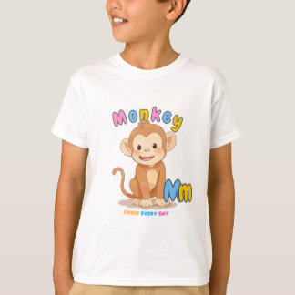 「MはMonkeyのM」アルファベットTシャツ - Grow Every Day Tシャツ