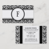 /mを呼んでいる黒い及び白人のクラシックなダマスク織のお母さん コーリングカード (正面/裏面)