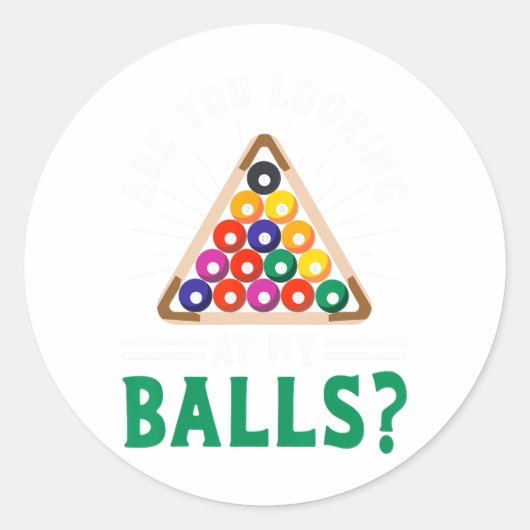 Mを見おもしろいて皮肉なプールビリヤードのスローガン ラウンドシール (正面)