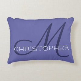 Mイニシャルエレガント名ペリウィンクルブルースタイリッシュ アクセントクッション