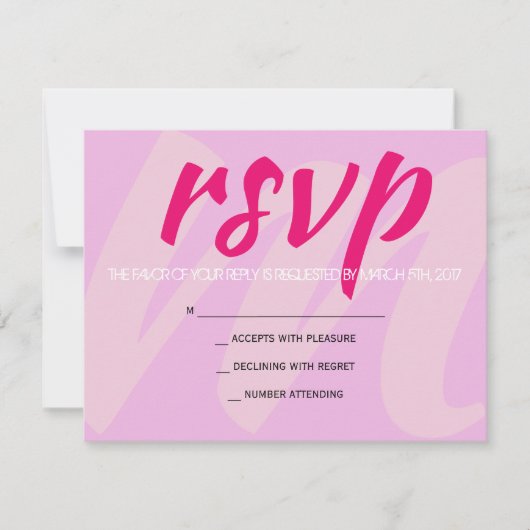 Mイニシャルバーバルミツワー返信カード 出欠カード (正面)