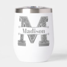 Mイニシャルパーソナライズされたシルバーモノグラムあなたの名前