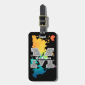 Mイニシャルパーソナライズされたシルバーモノグラムあなたの名前 ラゲッジタグ (正面縦)