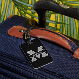 Mイニシャルパーソナライズされたシルバーモノグラムあなたの名前 ラゲッジタグ