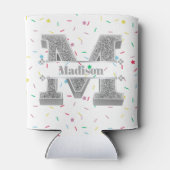 Mイニシャルパーソナライズされたシルバーモノグラムあなたの名前 缶クーラー (裏面)