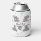 Mイニシャルパーソナライズされたシルバーモノグラムあなたの名前 缶クーラー (缶裏面)