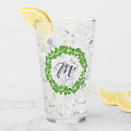 Mイニシャルボホグリーンリーフリースかわいいかわいらし タンブラーグラス