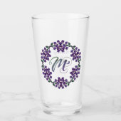 Mイニシャルボホパープルフラワーキュートガーリーかわいらし タンブラーグラス (正面)