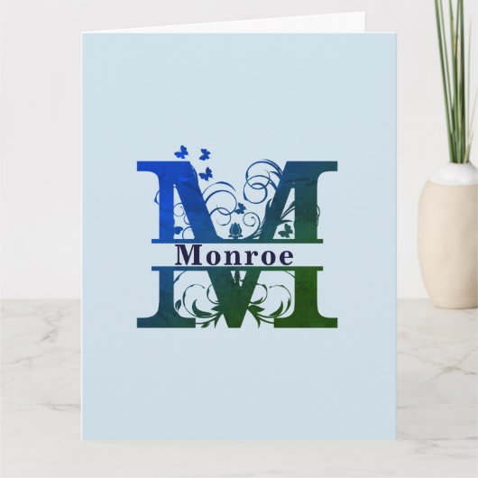 'M'スプリットファンシーモノグラムのカスタマイズ可能 カード (正面)