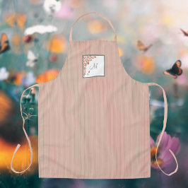 Mダストピーチストライプテラコッタバタフライ エプロン