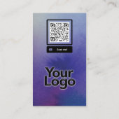 Mデイジーモノグラムのフローラ水彩QRコードロゴ 名刺 (裏面)