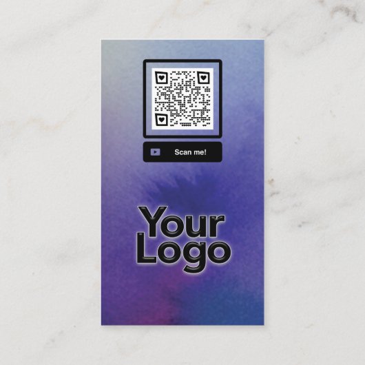 Mデイジーモノグラムのフローラ水彩QRコードロゴ 名刺 (裏面)