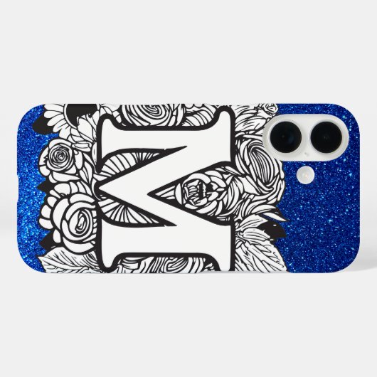 Mパーソナライズされた字のフローラエレガントグリッター Case-Mate iPhoneケース (裏面 (横))