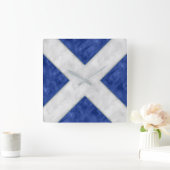 Mマイク水色信号海航海の上国旗 スクエア壁時計 (ホーム)