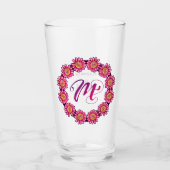 Mモノグラムかわいらしボホフローラコテージガーリーかわいい タンブラーグラス (正面)