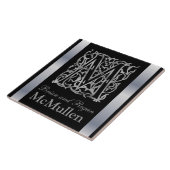 Mモノグラムと名称「ベスクオンブラック」陶磁器タイル タイル (側面)