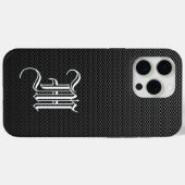 Mモノグラムの炭素フェイク繊維オッターボックス Case-Mate iPhoneケース (裏面 (横))