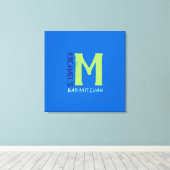 Mモノグラムイニシャルバーバルミツワーサインインボード キャンバスプリント (インサイチュ (ウッドフロア))