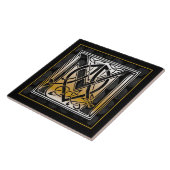 Mモノグラムケルト黒石セラミックタイル タイル (側面)