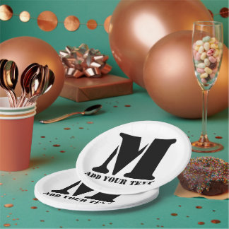 Mモノグラムシンプルミニマモダンリストパーソナライズされた ペーパープレート
