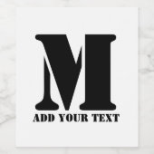 Mモノグラムシンプルミニマモダンリストパーソナライズされた ワインラベル (シングルラベル)