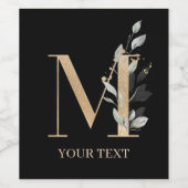 Mモノグラムパーソナライズされたフローラ ワインラベル (シングルラベル)