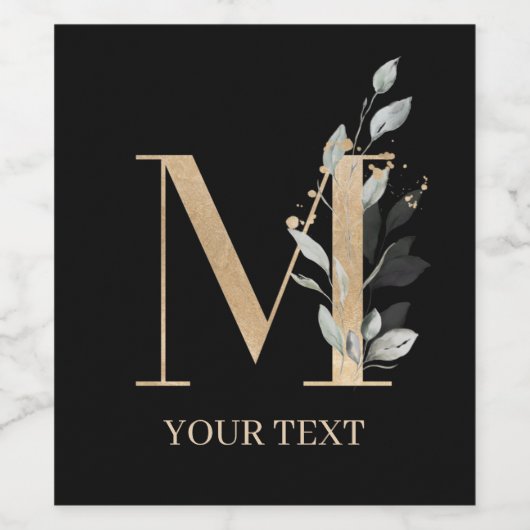 Mモノグラムパーソナライズされたフローラ ワインラベル (シングルラベル)