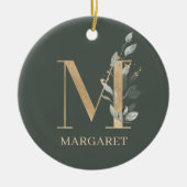 Mモノグラムフローラパーソナライズされたセラミックオーナメント セラミックオーナメント (正面)