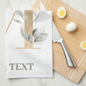 Mモノグラムフローラパーソナライズされた キッチンタオル (四つ折り)