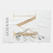 Mモノグラムフローラパーソナライズされた キッチンタオル (横)