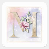 Mモノグラムブルゴーニュフローラスクエアステッカー スクエアシール (正面)