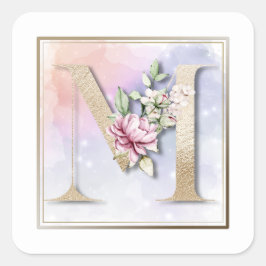 Mモノグラムブルゴーニュフローラスクエアステッカー スクエアシール